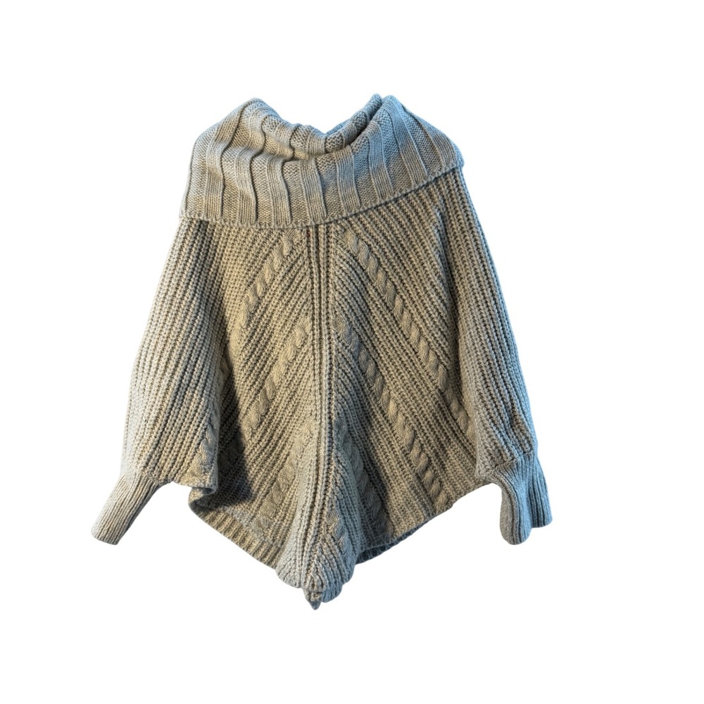 Crazy‎ 8 Girls Gray Cable Knit Turtleneck Poncho Sweater Size S 5 6 Sparkle